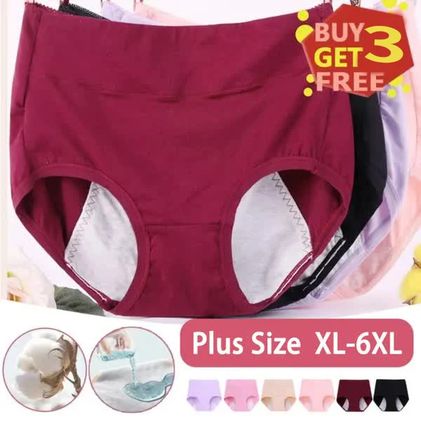 High Waist Plus Size Cotton Antibacterial  Leak Proof Physiological Underwear