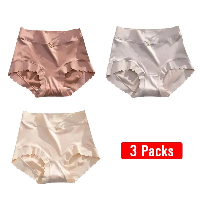 (6packs) Premium Satin Antibacterial Ice Silk Moisture-absorbing Panties