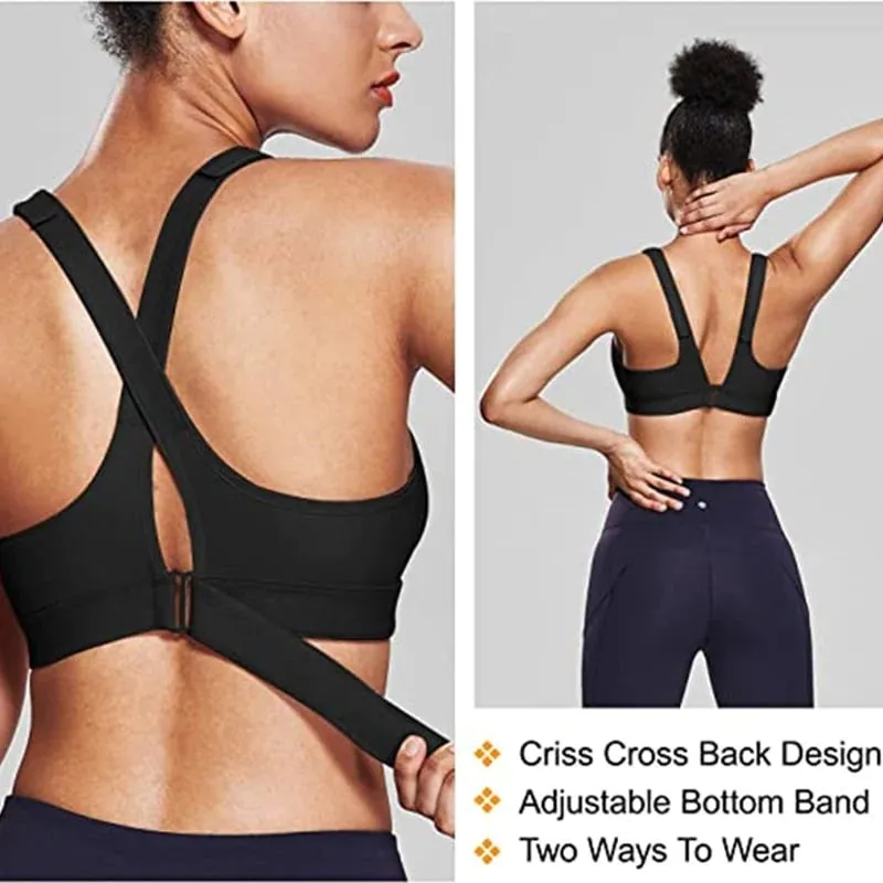 Wireless Support Super Tight Impact Resistant Zipper Sports Bra