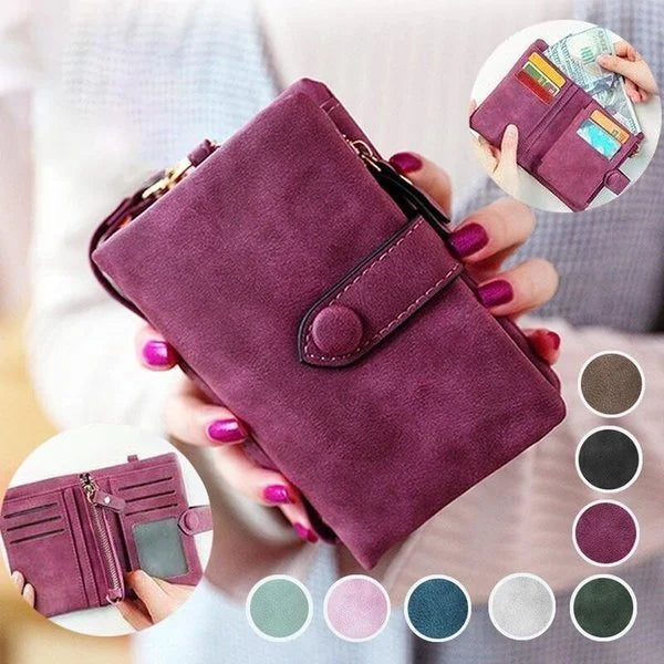 Small trifold leather wallet for women