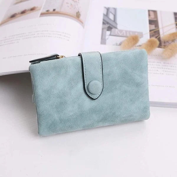 Small trifold leather wallet for women